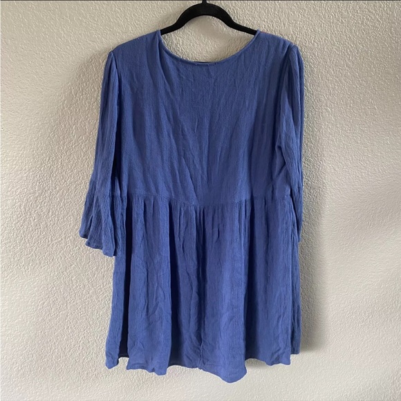 Francesca’s Blue Rain Embroidered Boho Dress Navy Blue Medium Like New - Picture 5 of 14